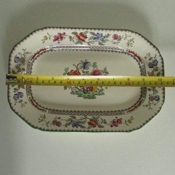 Vintage 10.5" oblong serving plate, Chinese Rose, Copeland Spode, SMALL CHIP - Picture 2 of 16